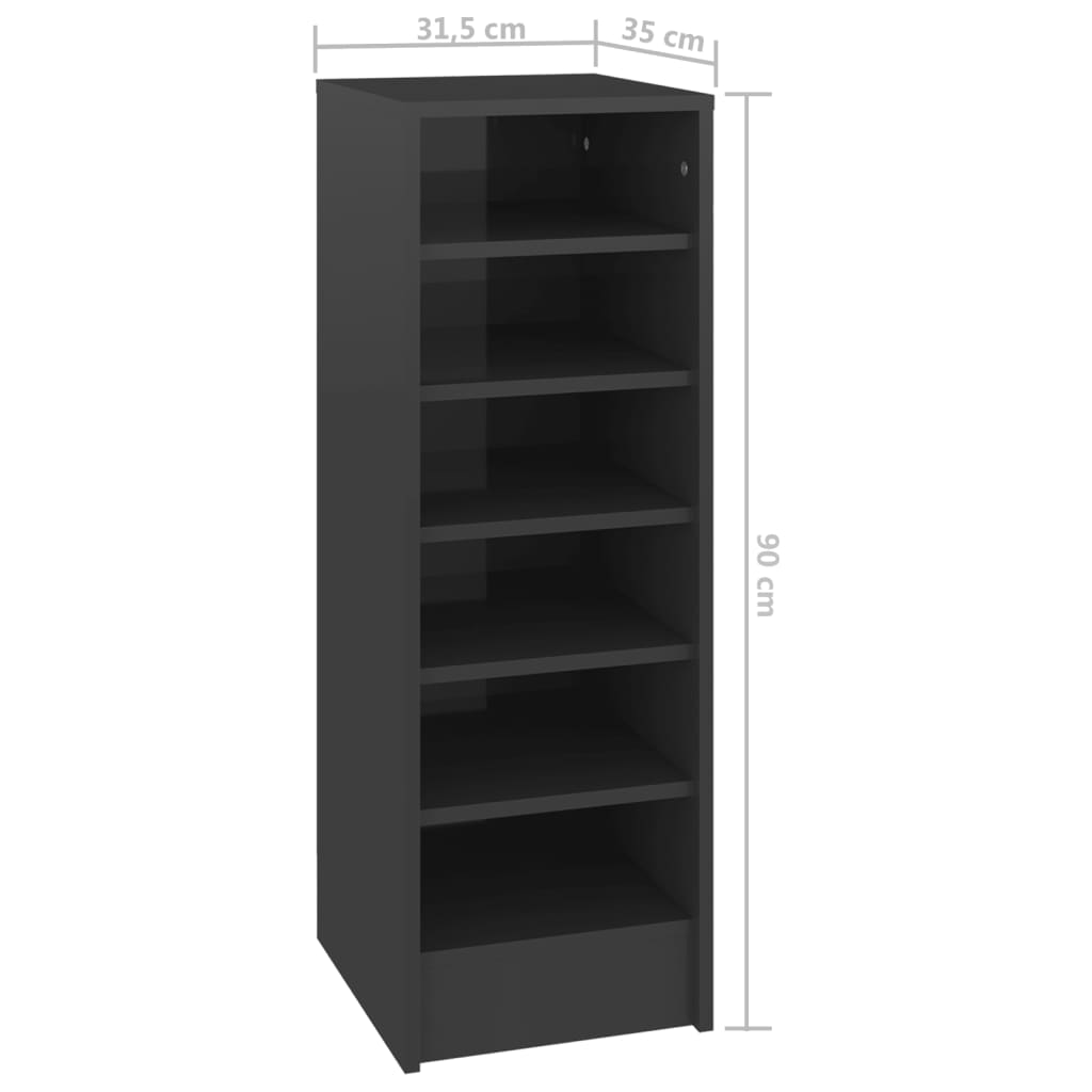 Schuhschrank 31,5x35x92 cm Spanplatte Hochglanz-Grau