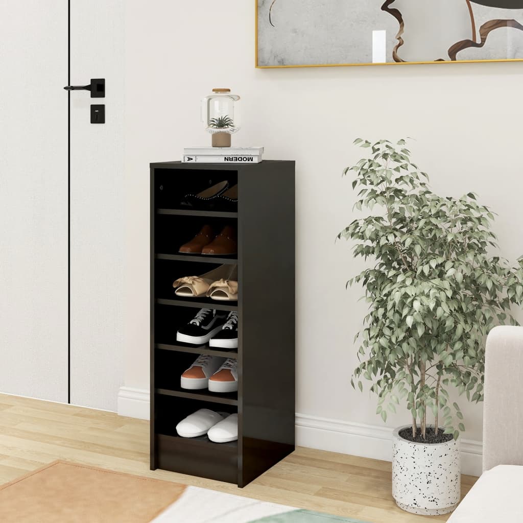 Schuhschrank 31,5x35x92 cm Spanplatte Hochglanz-Grau