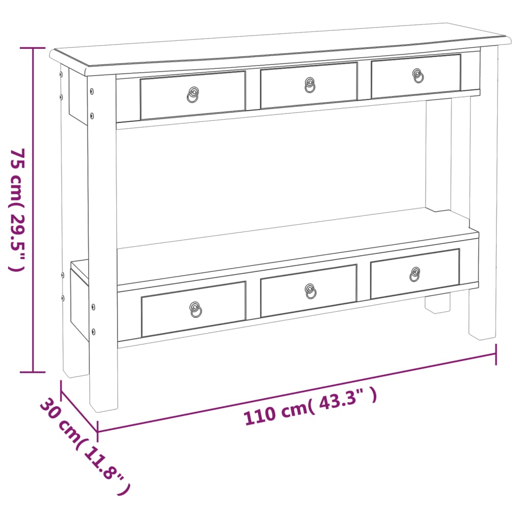Konsolentisch mit Schubladen 110x30x75 cm Mahagoniholz