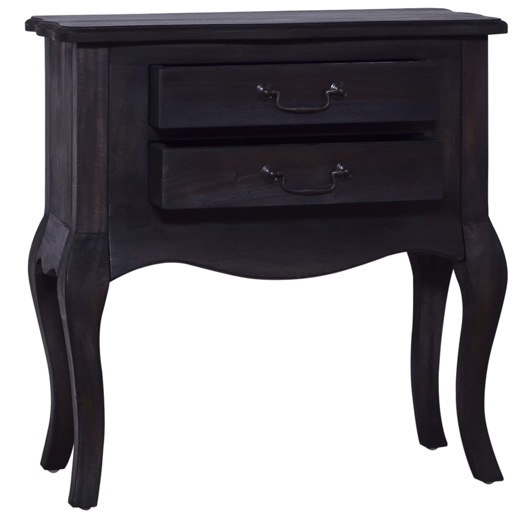 Beistelltisch mit Schubladen Schwarz 60x30x60 cm Mahagoniholz