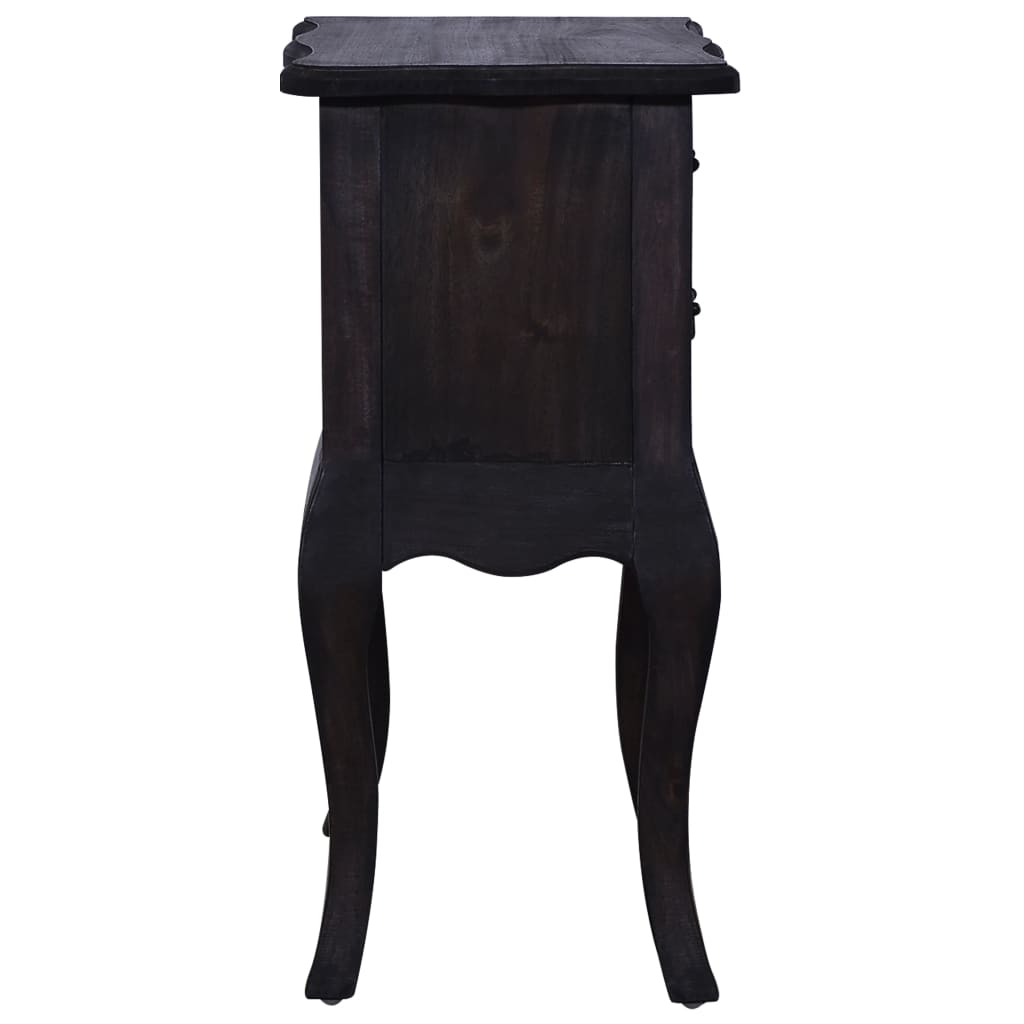 Beistelltisch mit Schubladen Schwarz 60x30x60 cm Mahagoniholz
