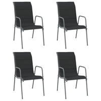 Thumbnail for Gartenstühle 4 Stk. Stahl und Textilene Schwarz