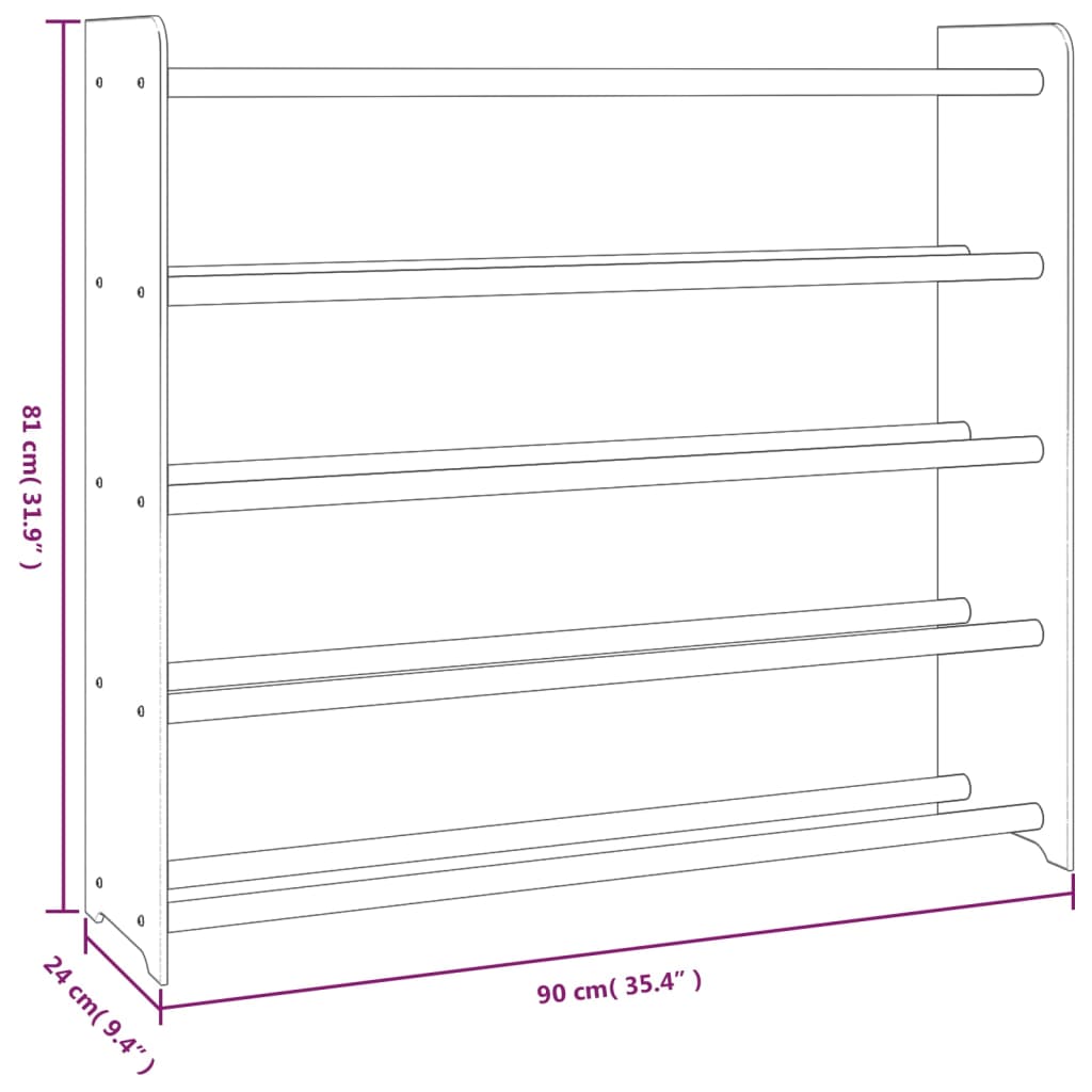 Schuhregal Braun 90x24x81 cm Holzwerkstoff