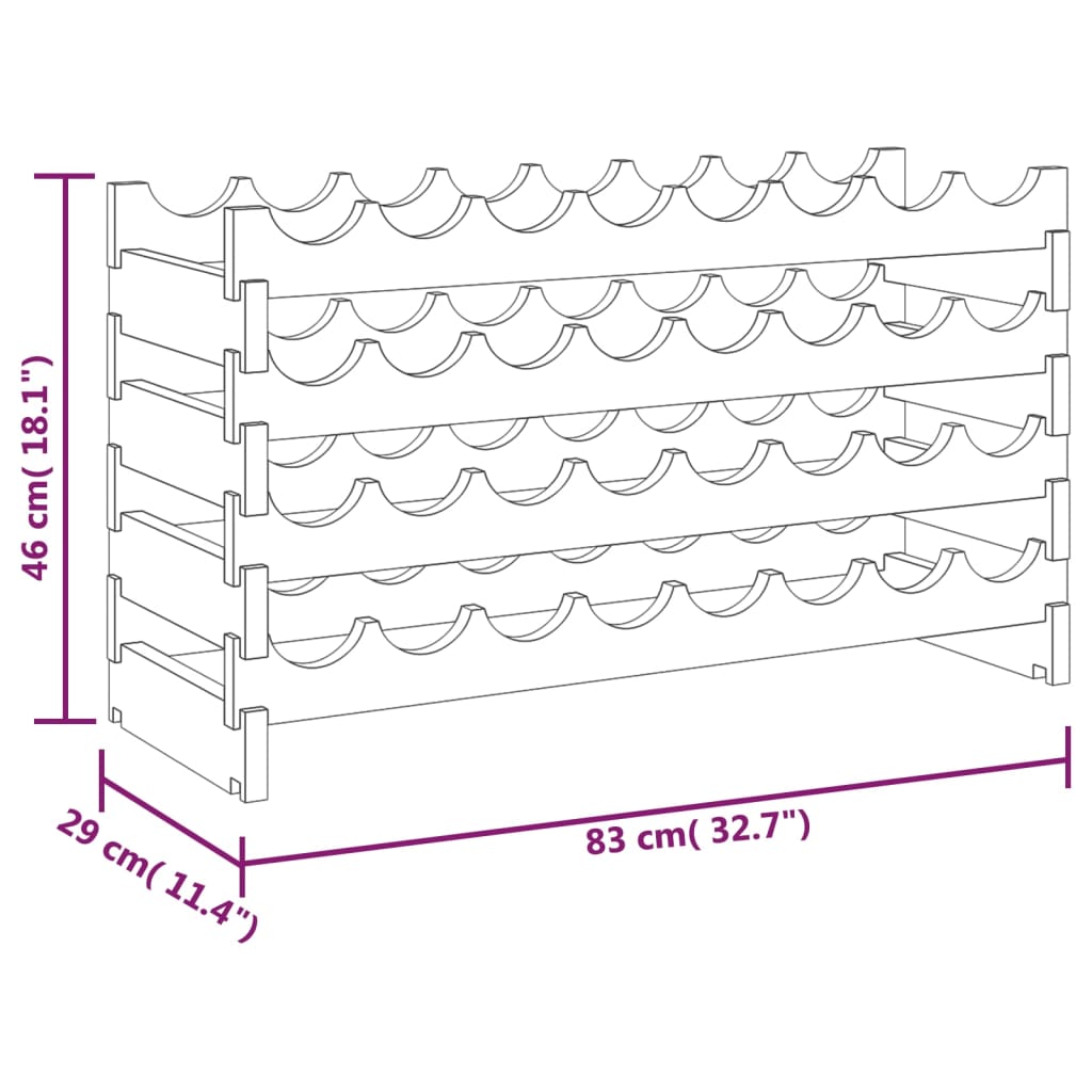 Weinregal 83x29x46 cm Massivholz Kiefer