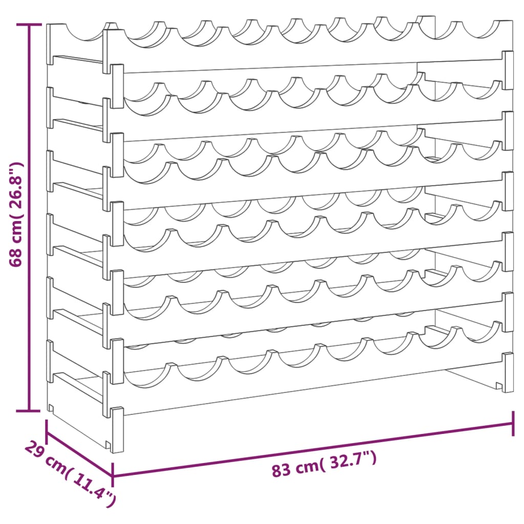 Weinregal 83x29x68 cm Massivholz Kiefer