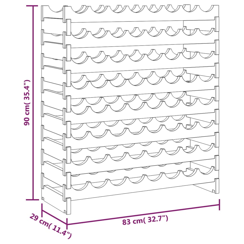 Weinregal 83x29x90 cm Massivholz Kiefer