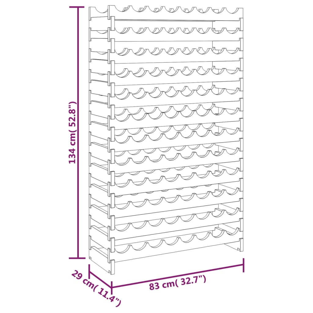 Weinregal 83x29x134 cm Massivholz Kiefer