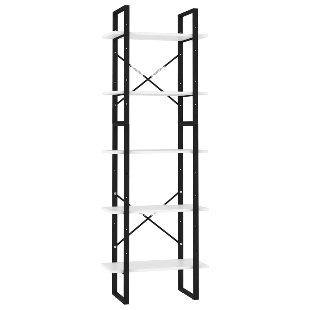 Bücherregal 5 Fächer Weiß 60x30x175 cm Spanplatte