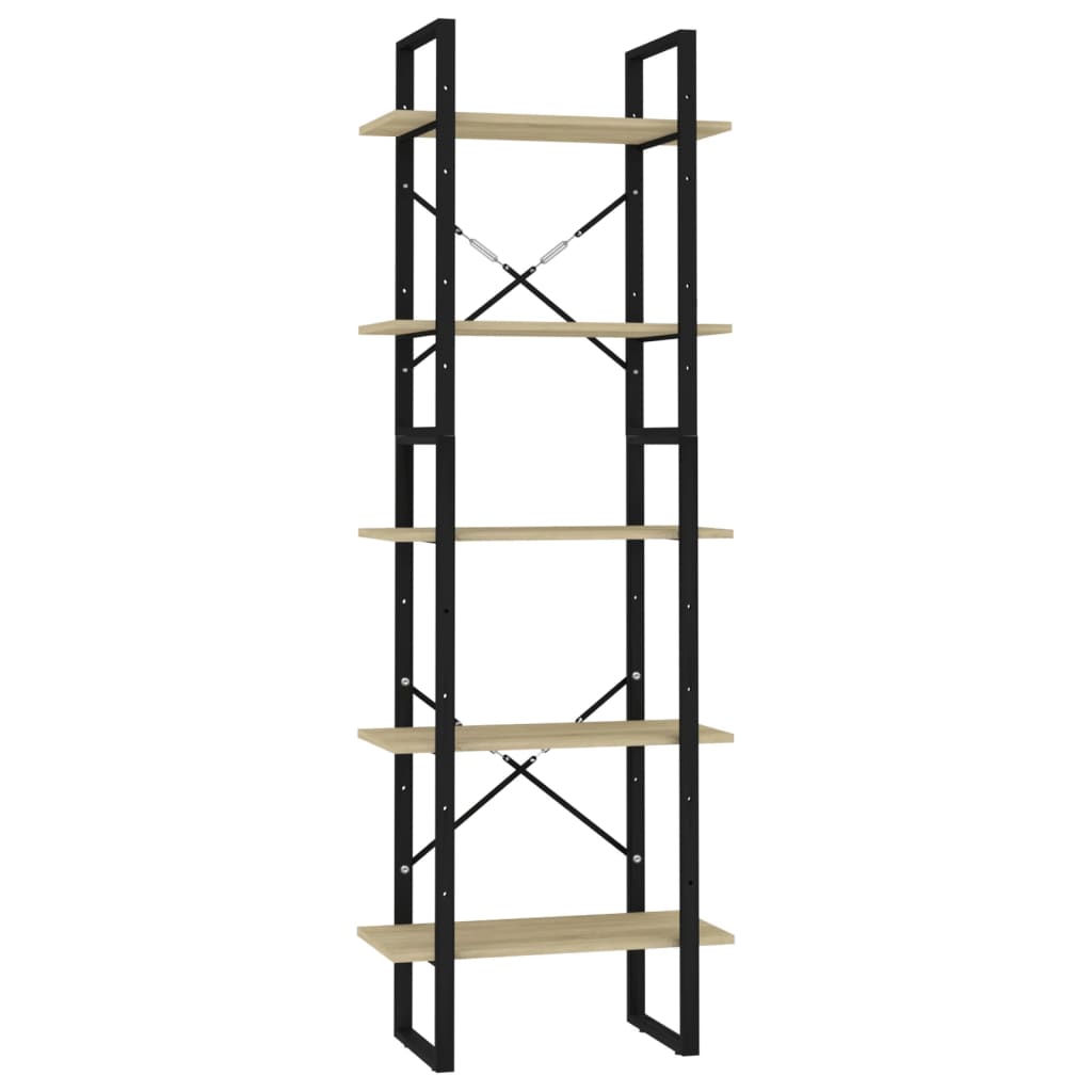 Bücherregal 5 Fächer Sonoma-Eiche 60x30x175 cm Spanplatte