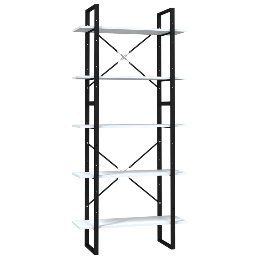 Bücherregal 5 Fächer Weiß 80x30x175 cm Spanplatte