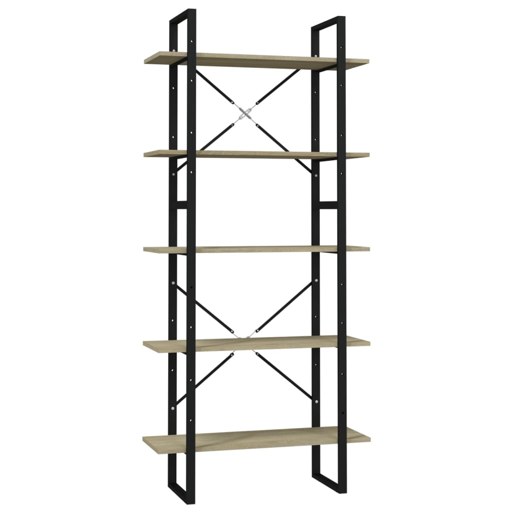 Bücherregal 5 Fächer Sonoma-Eiche 80x30x175 cm Spanplatte