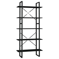 Thumbnail for Bücherregal 5 Fächer Schwarz 80x30x175 cm Massivholz Kiefer