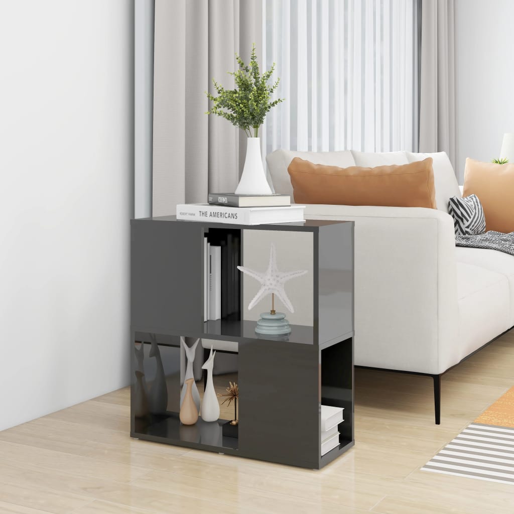 Bücherregal Hochglanz-Grau 60x24x63 cm Spanplatte