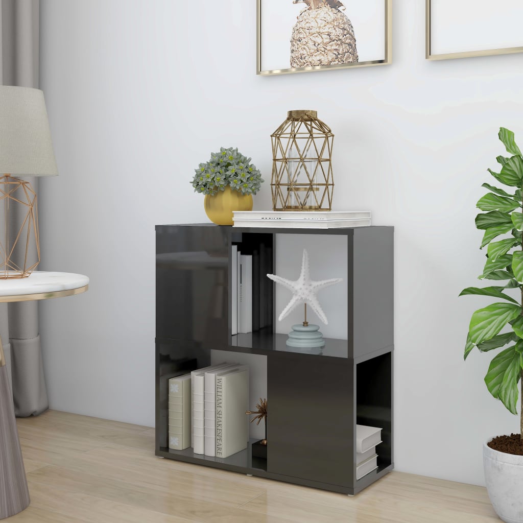 Bücherregal Hochglanz-Grau 60x24x63 cm Spanplatte