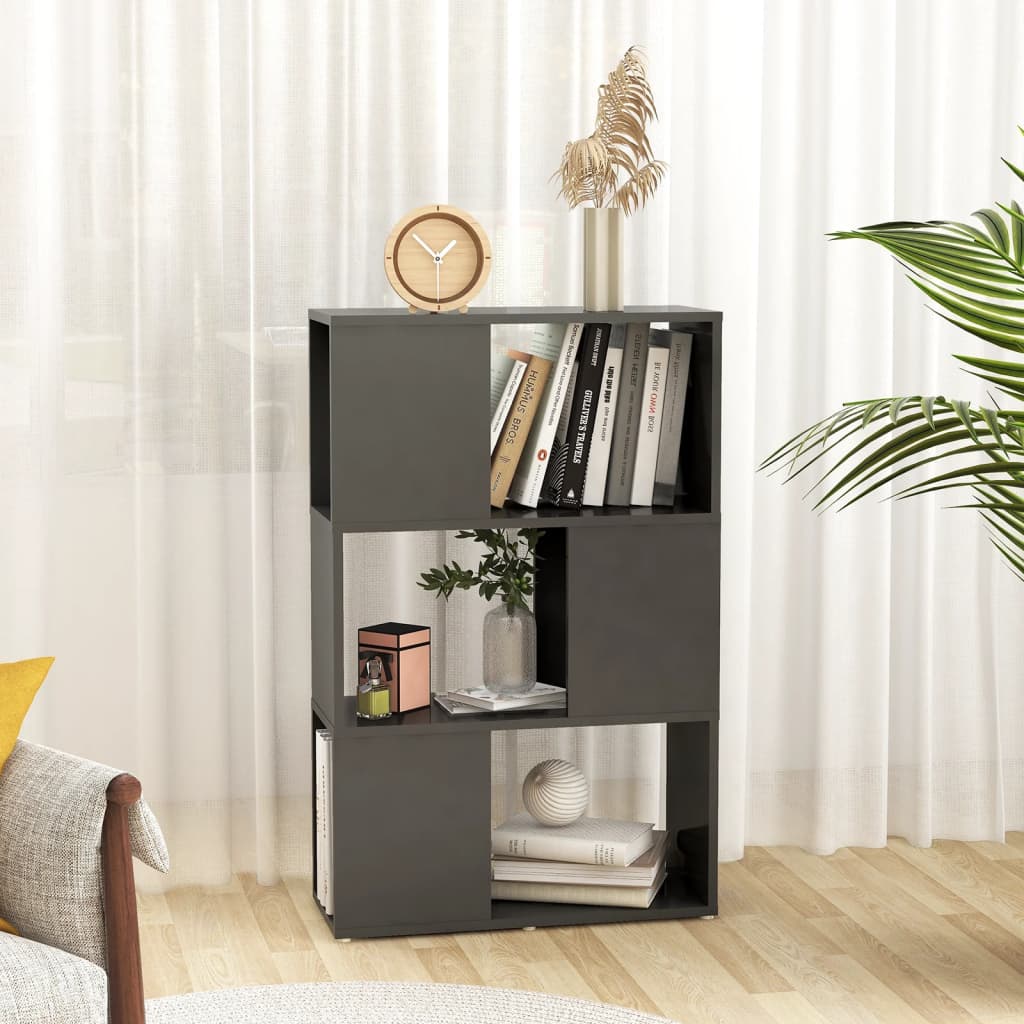 Bücherregal Raumteiler Grau 60x24x94 cm Spanplatte