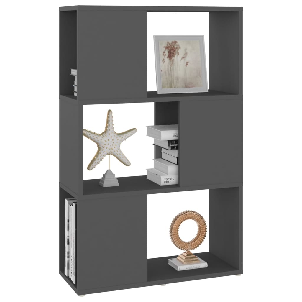 Bücherregal Raumteiler Grau 60x24x94 cm Spanplatte