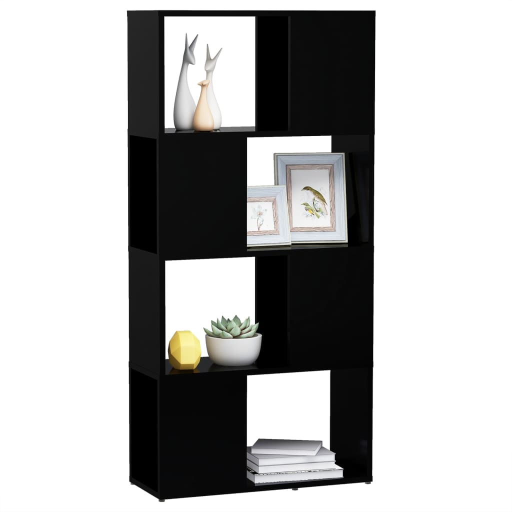 Bücherregal Raumteiler Schwarz 60x24x124,5 cm Holzwerkstoff