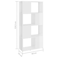 Thumbnail for Bücherregal Raumteiler Hochglanz-Weiß 60x24x124,5 cm
