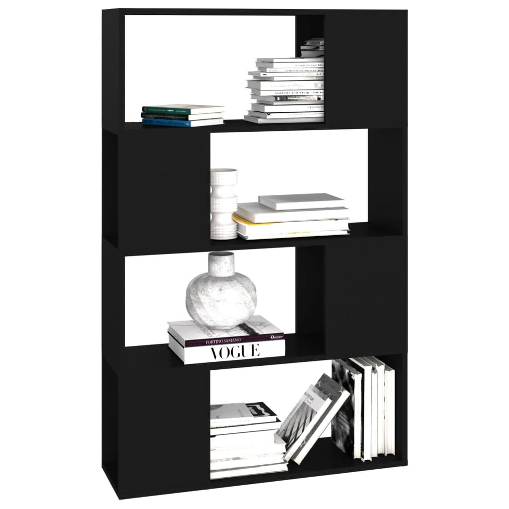 Bücherregal Raumteiler Schwarz 80x24x124,5 cm Holzwerkstoff