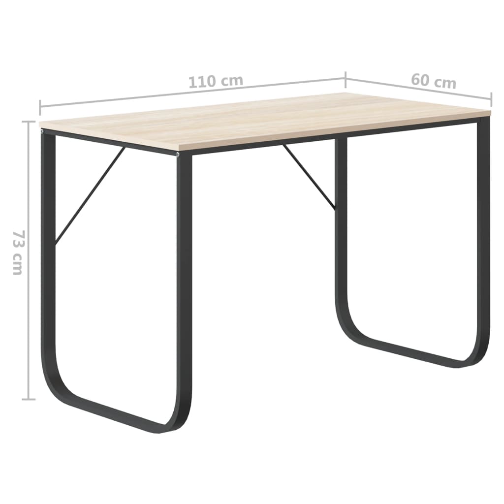 Computertisch Schwarz und Eiche-Optik 110x60x73cm Holzwerkstoff