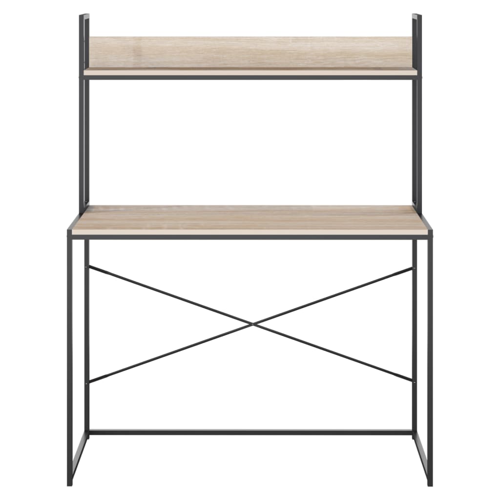 Computertisch Schwarz und Eiche-Optik 110x60x138 cm Spanplatte