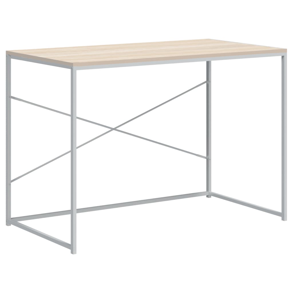 Computertisch Weiß und Eiche-Optik 110x60x70 cm Spanplatte