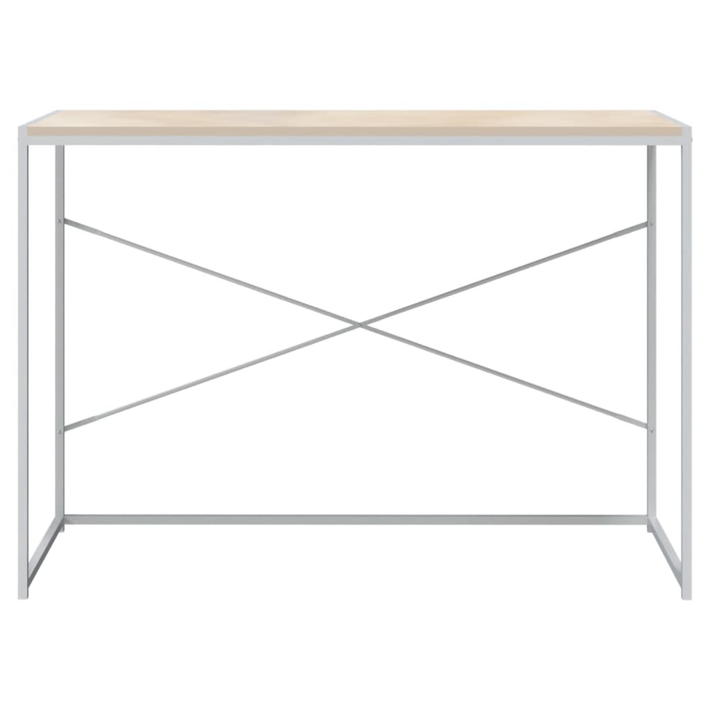 Computertisch Weiß und Eiche-Optik 110x60x70 cm Spanplatte