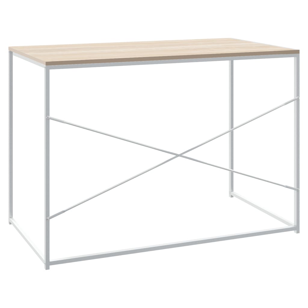 Computertisch Weiß und Eiche-Optik 110x60x70 cm Spanplatte