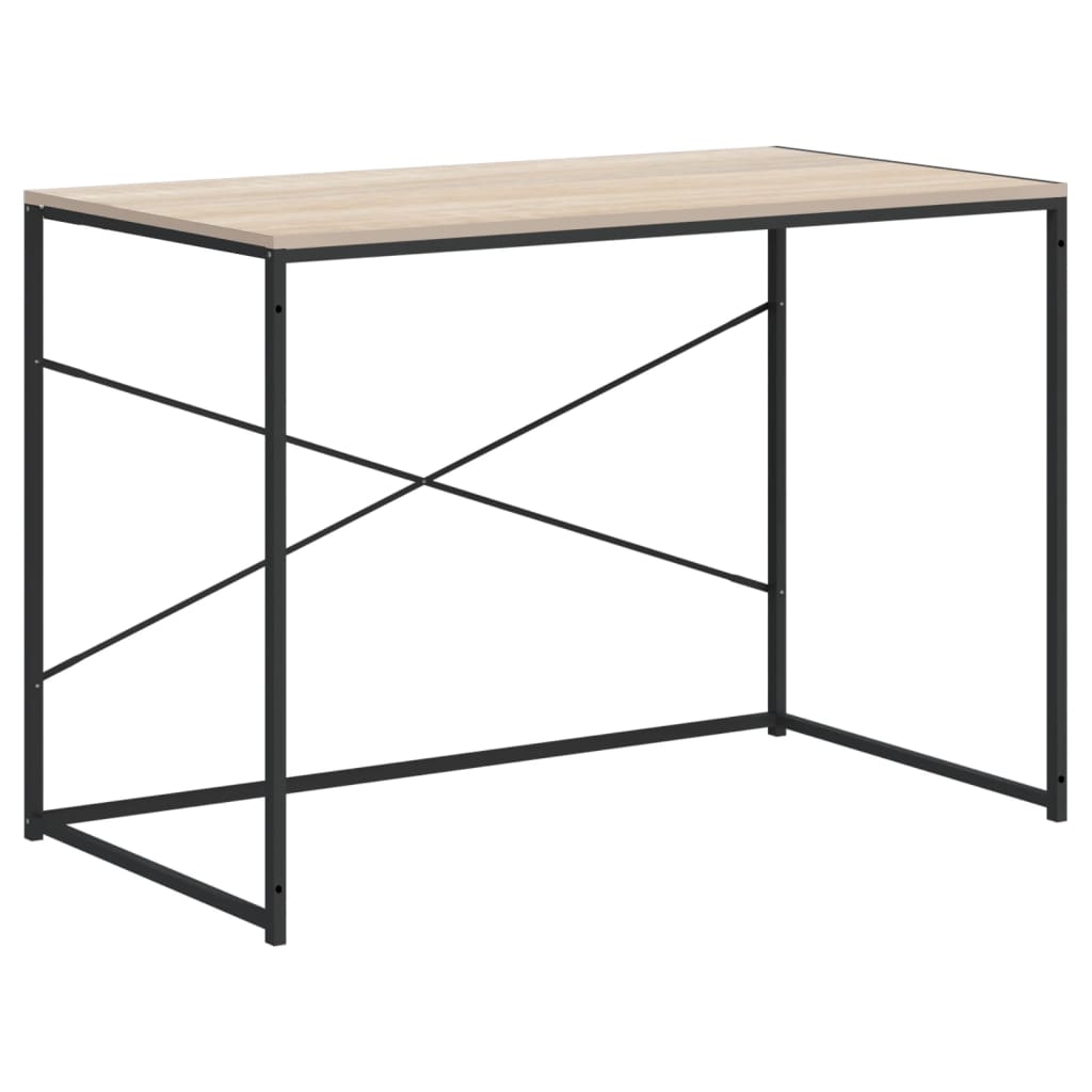 Computertisch Schwarz und Eiche-Optik 110x60x70cm Holzwerkstoff