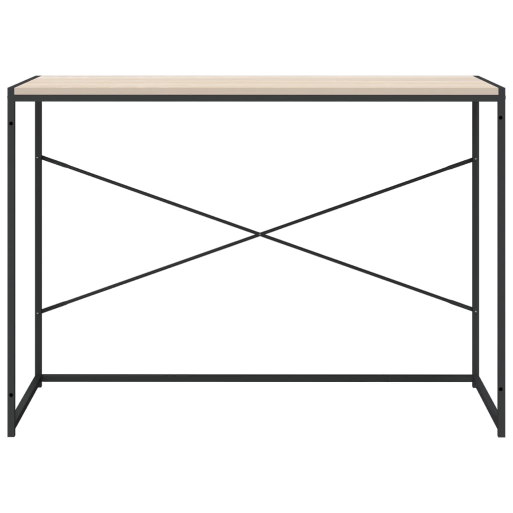 Computertisch Schwarz und Eiche-Optik 110x60x70cm Holzwerkstoff