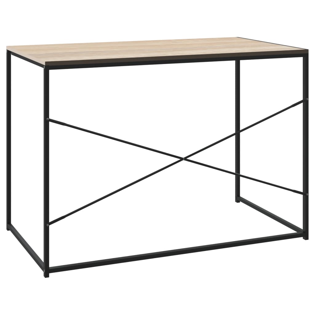 Computertisch Schwarz und Eiche-Optik 110x60x70cm Holzwerkstoff