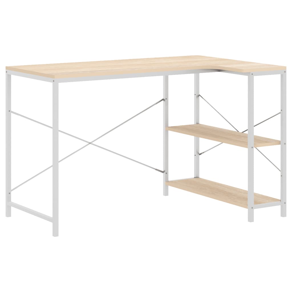 Computertisch Weiß und Eiche-Optik 110x72x70 cm Spanplatte