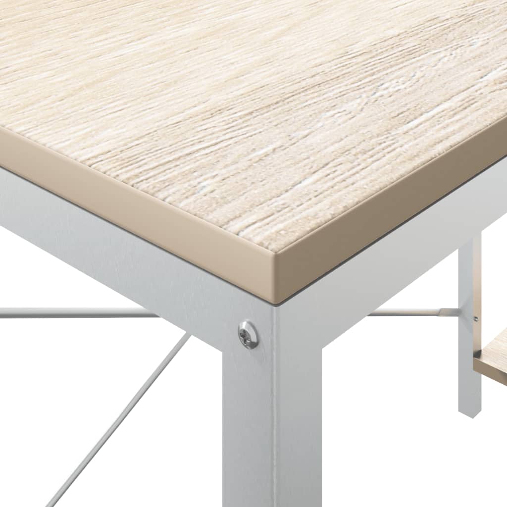 Computertisch Weiß und Eiche-Optik 110x72x70 cm Spanplatte