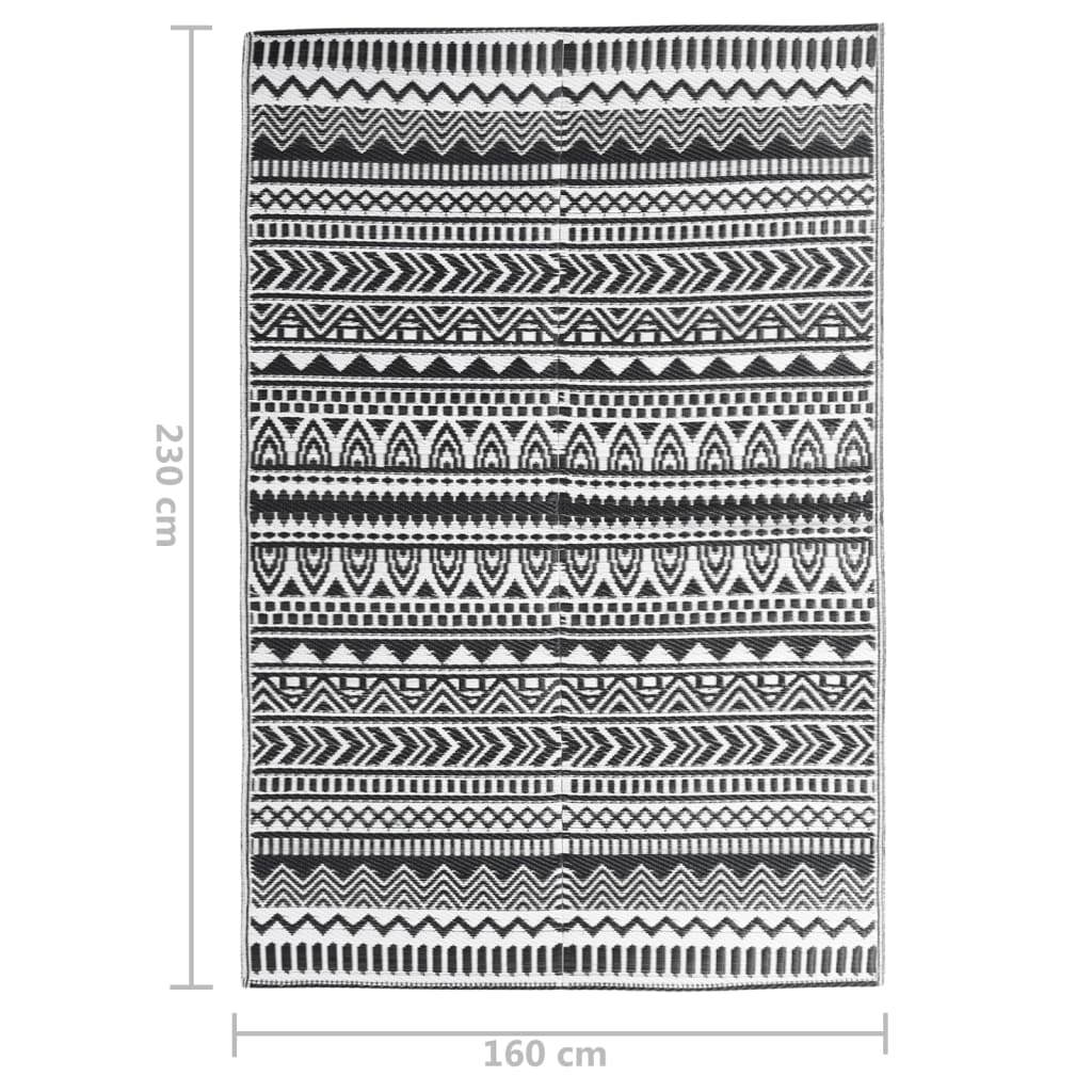 Outdoor-Teppich Schwarz 160x230 cm PP
