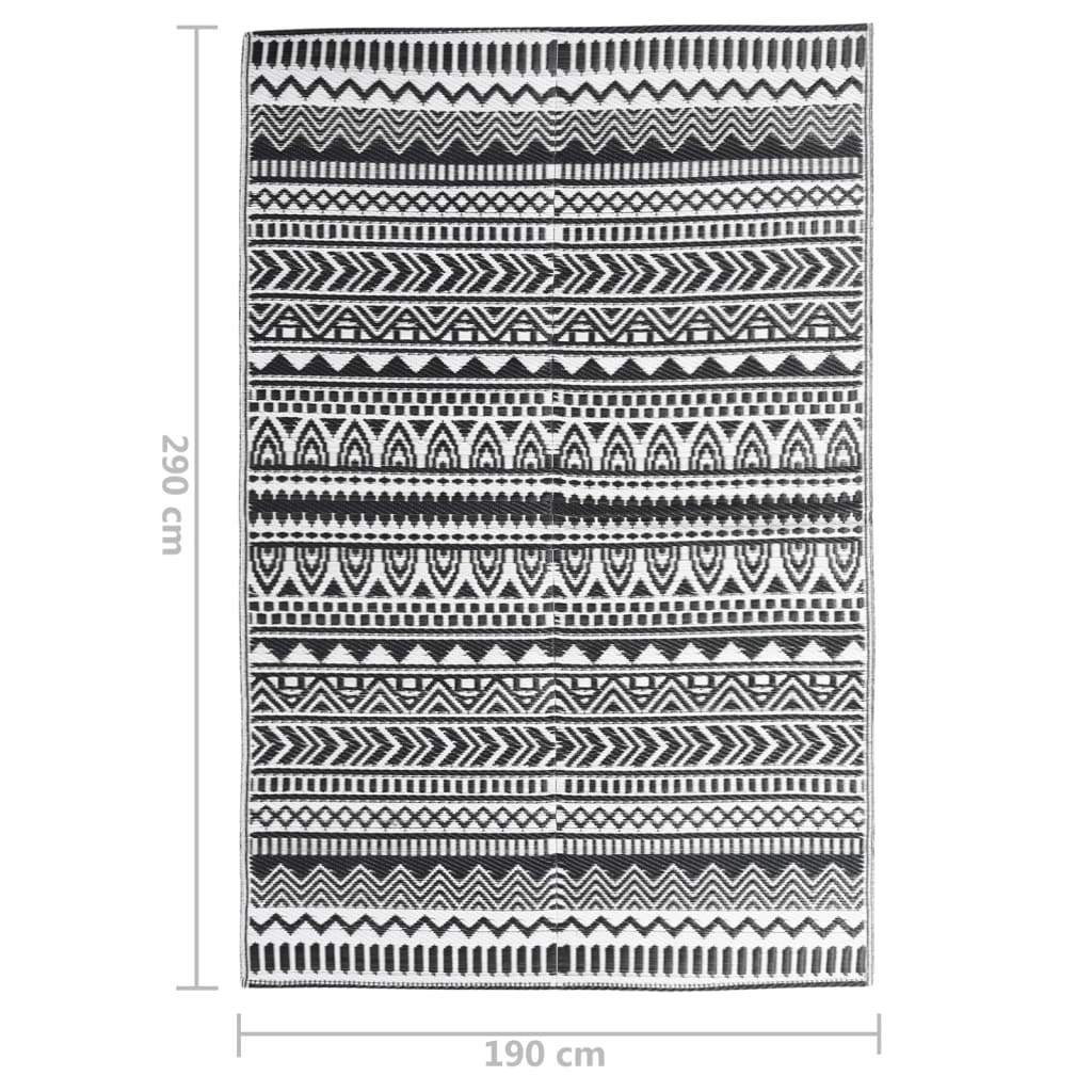 Outdoor-Teppich Schwarz 190x290 cm PP