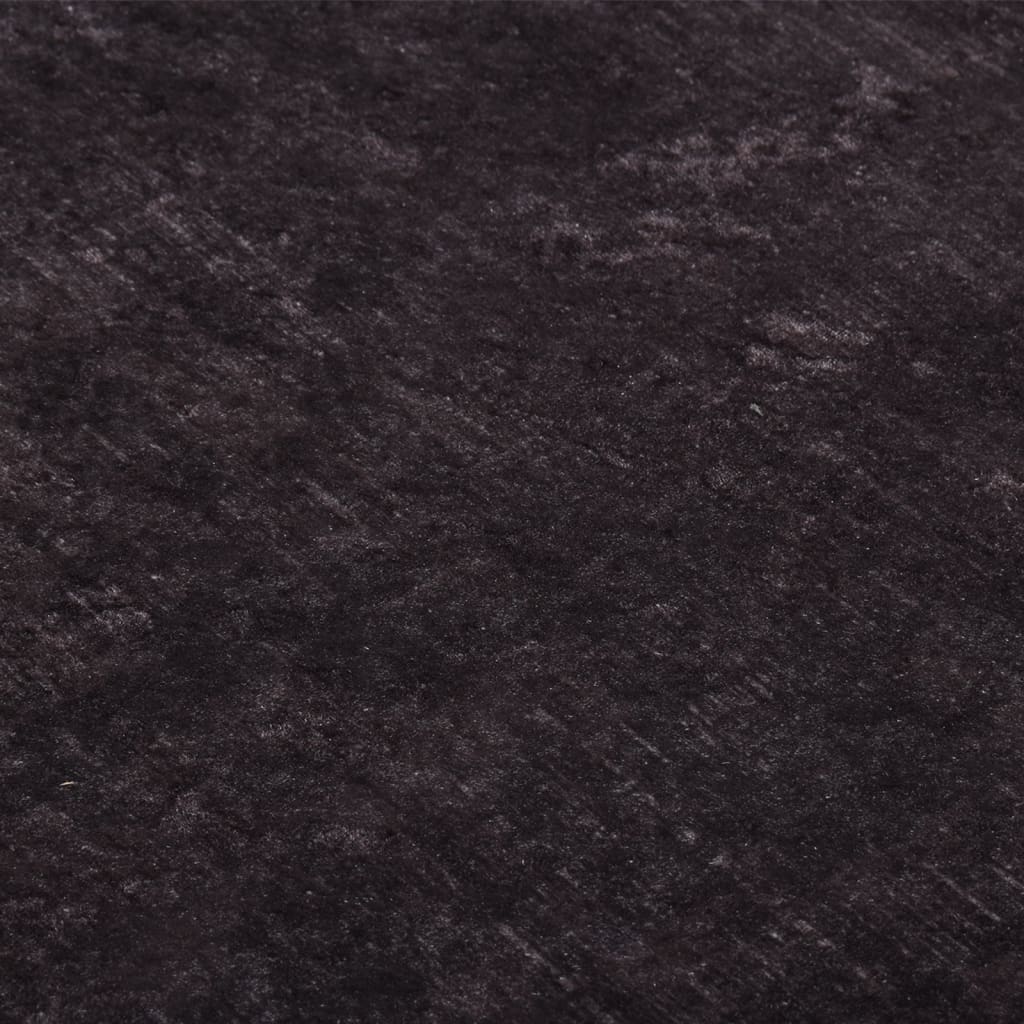 Teppich Waschbar 80x300 cm Schwarz und Golden Rutschfest