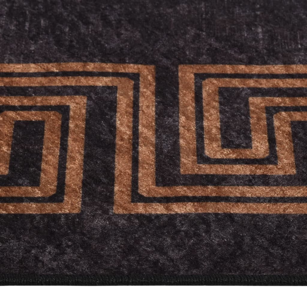 Teppich Waschbar 190x300 cm Schwarz und Golden Rutschfest