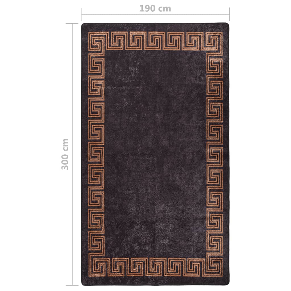 Teppich Waschbar 190x300 cm Schwarz und Golden Rutschfest