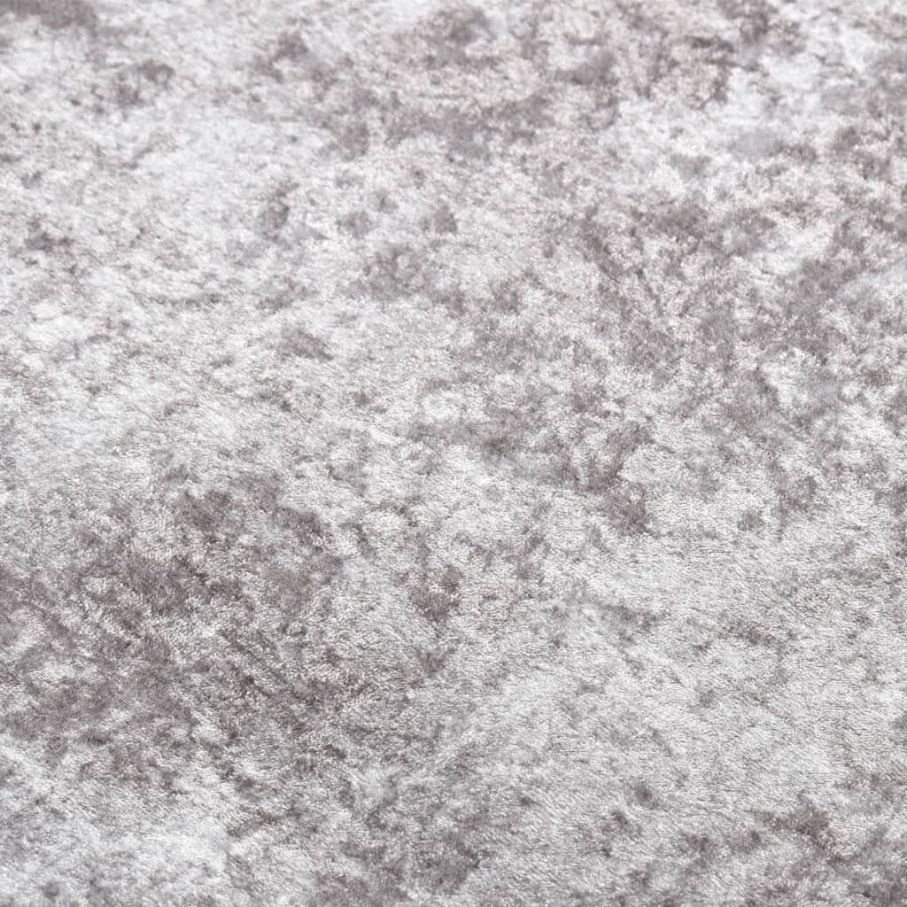 Teppich Waschbar 80x300 cm Grau Rutschfest