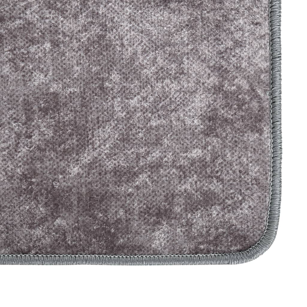 Teppich Waschbar 190x300 cm Grau Rutschfest