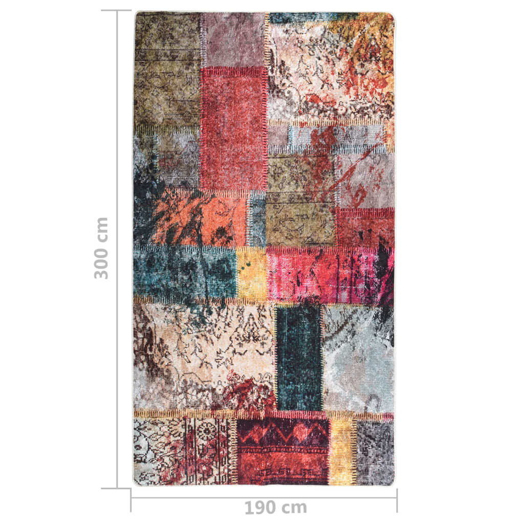 Teppich Waschbar Patchwork 190x300 cm Mehrfarbig Rutschfest