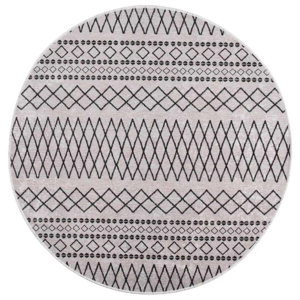 Teppich Waschbar Schwarz und Weiß φ120 cm Rutschfest