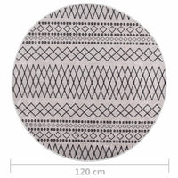 Thumbnail for Teppich Waschbar Schwarz und Weiß φ120 cm Rutschfest