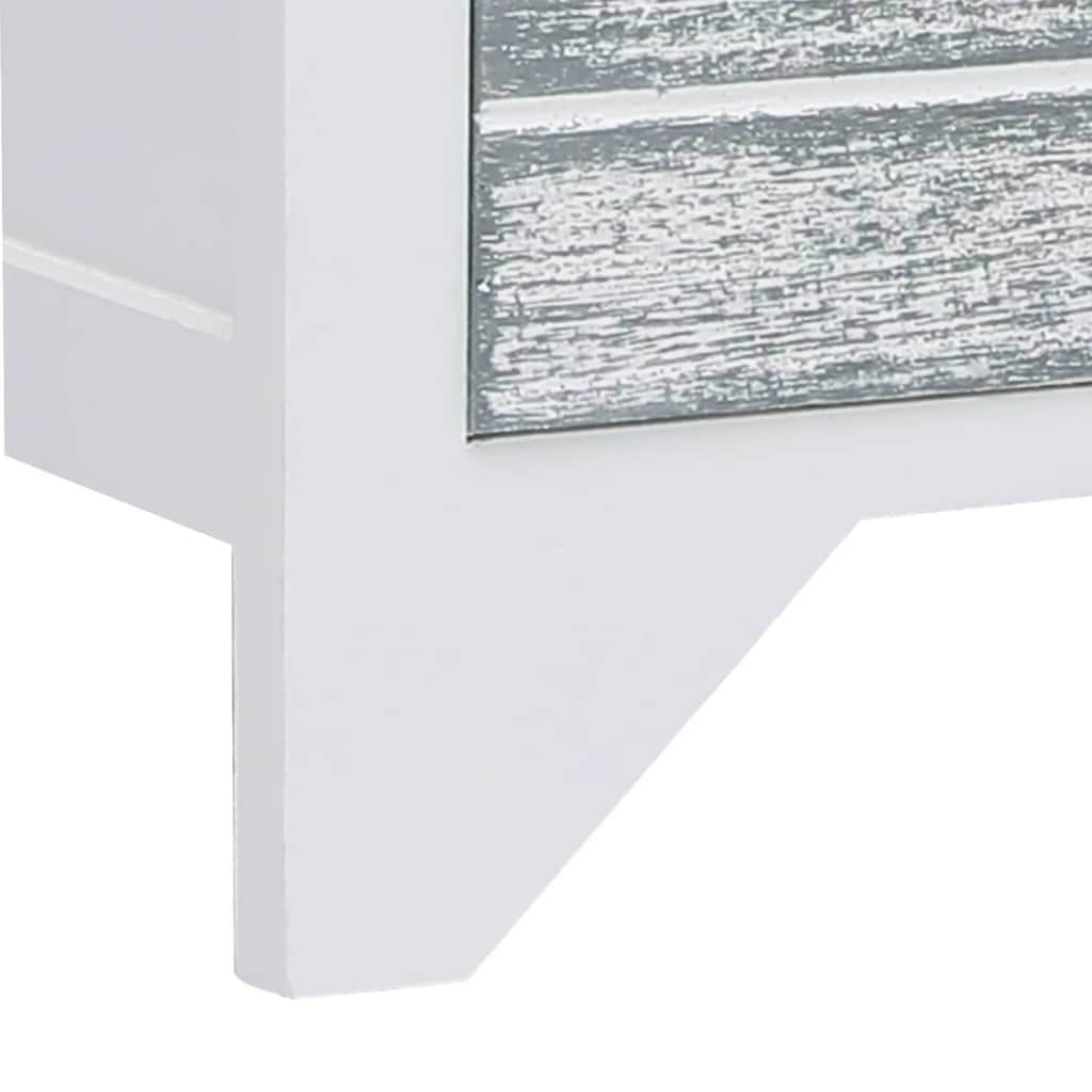 TV-Schrank Weiß und Grau 108x30x40 cm Massivholz Paulownia