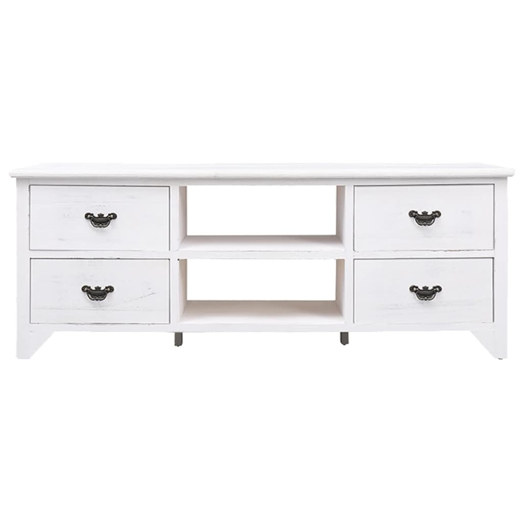 TV-Schrank Antik-Weiß 108x30x40 cm Massivholz Paulownia