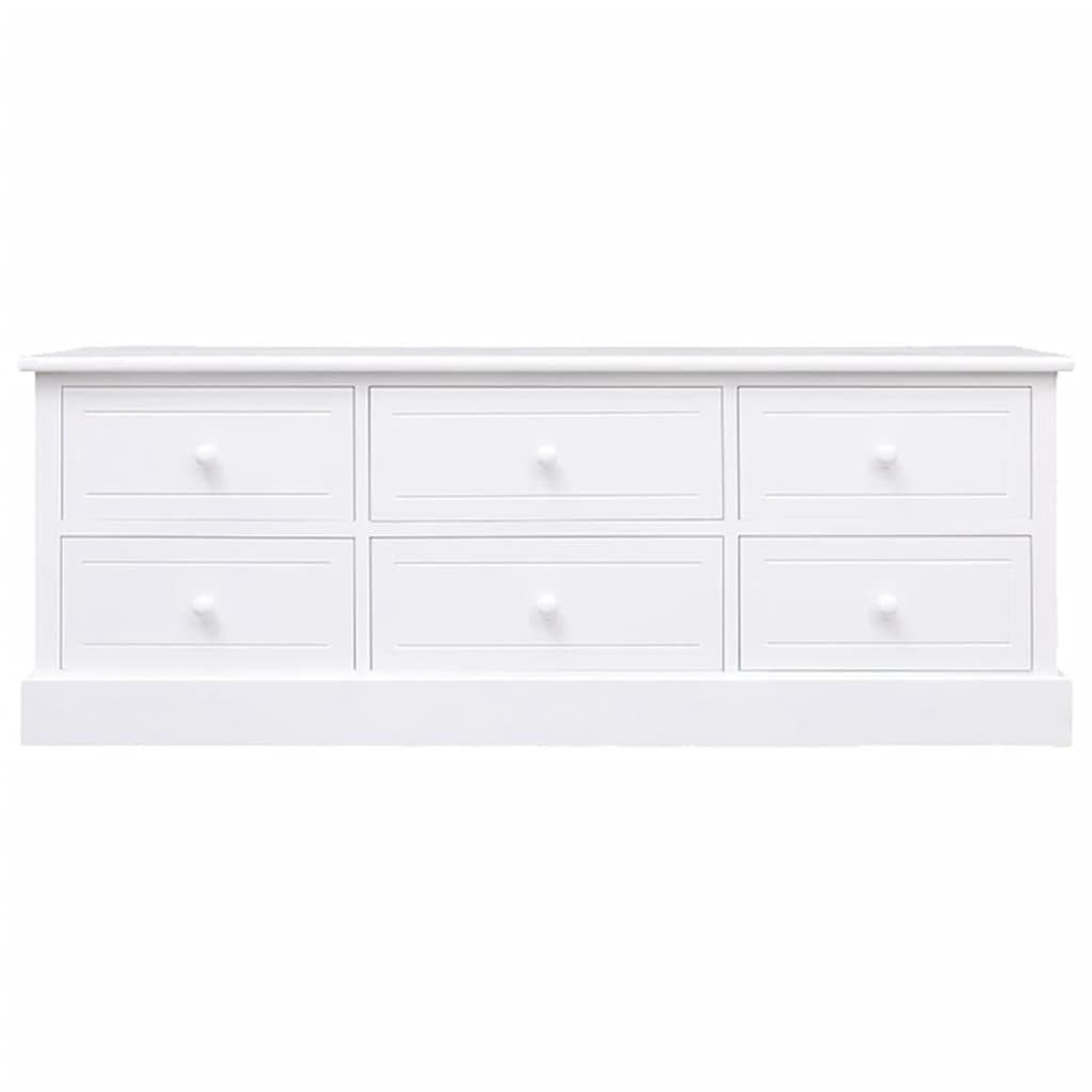 TV-Schrank Weiß 108x30x40 cm Massivholz Paulownia