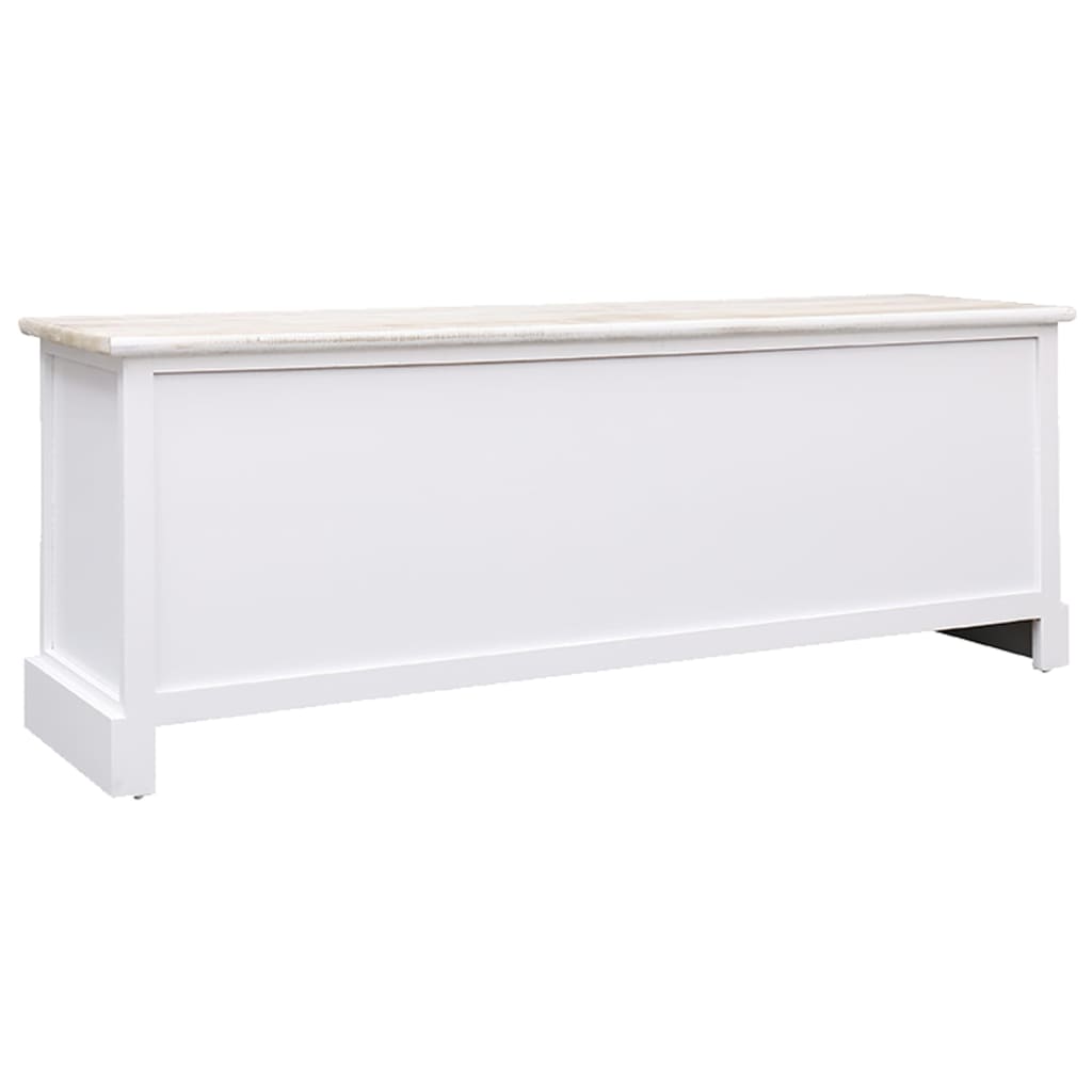 TV-Schrank Weiß & Hellbraun 108x30x40 cm Massivholz Paulownia