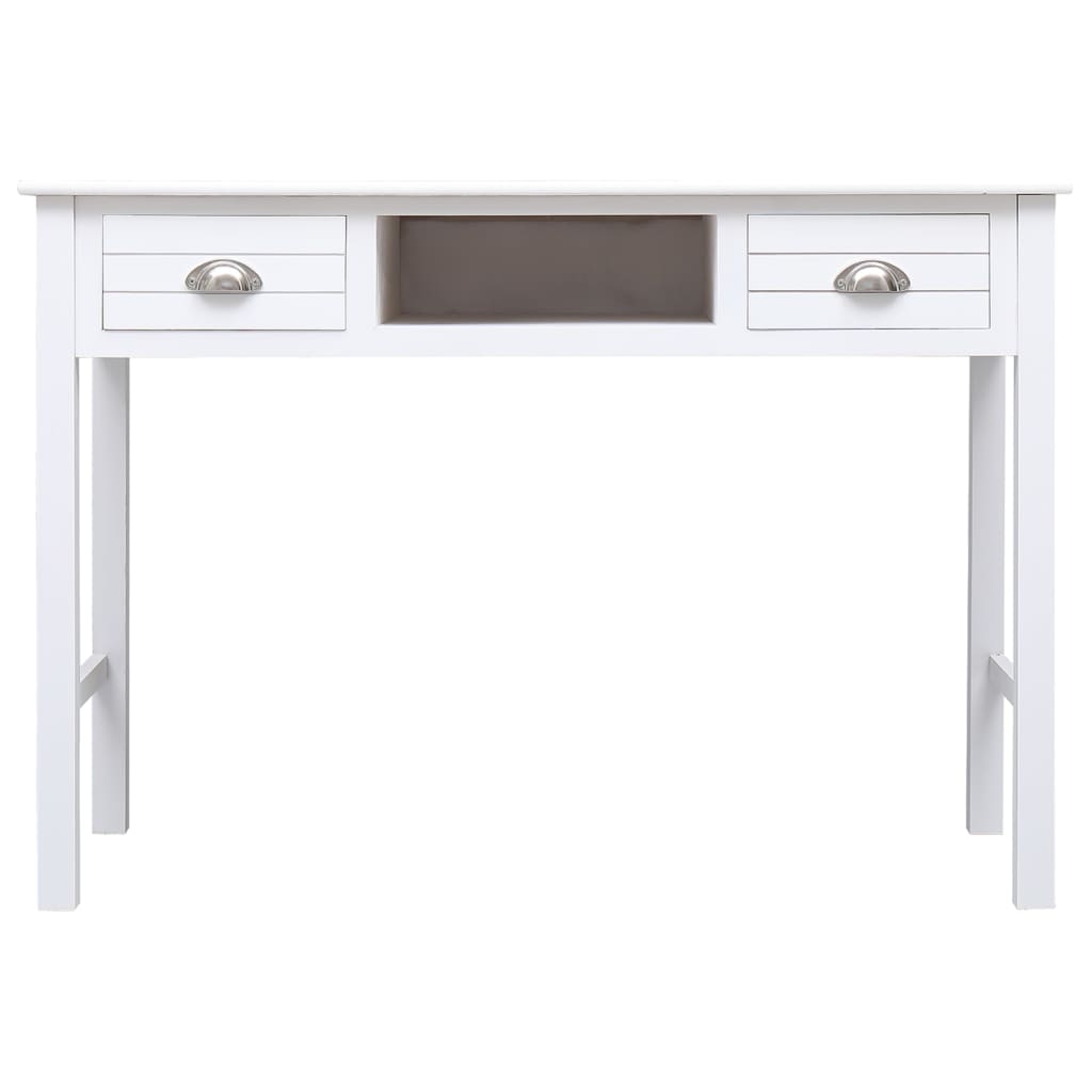 Schreibtisch Weiß 108x45x76 cm Massivholz Paulownia
