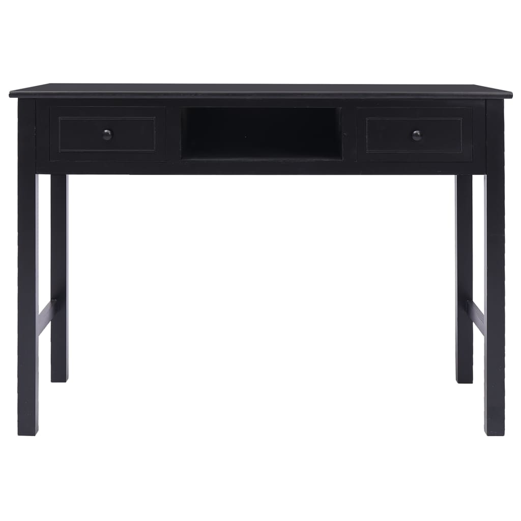Schreibtisch Schwarz 108x45x76 cm Massivholz Paulownia