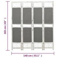 Thumbnail for 338555 vidaXL 4-Panel Room Divider Grey 140x165 cm Fabric